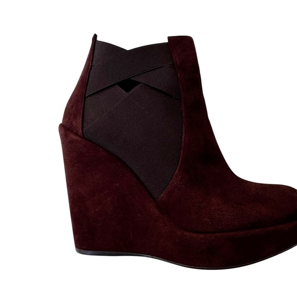 Stuart Weitzman Suede Hiyola Wedge Booties Ankle Boots Brown size 8 - Picture 6 of 11